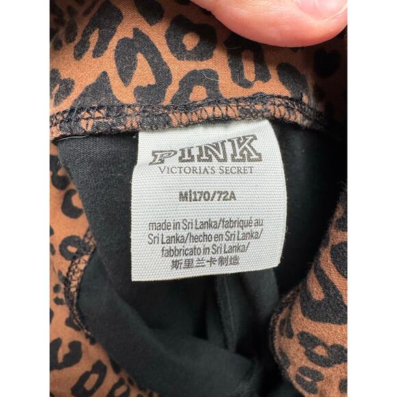 Victorias Secret PINK Leggings M Black Foldover Waistband Leopard Print Y2K EUC - Picture 6 of 6